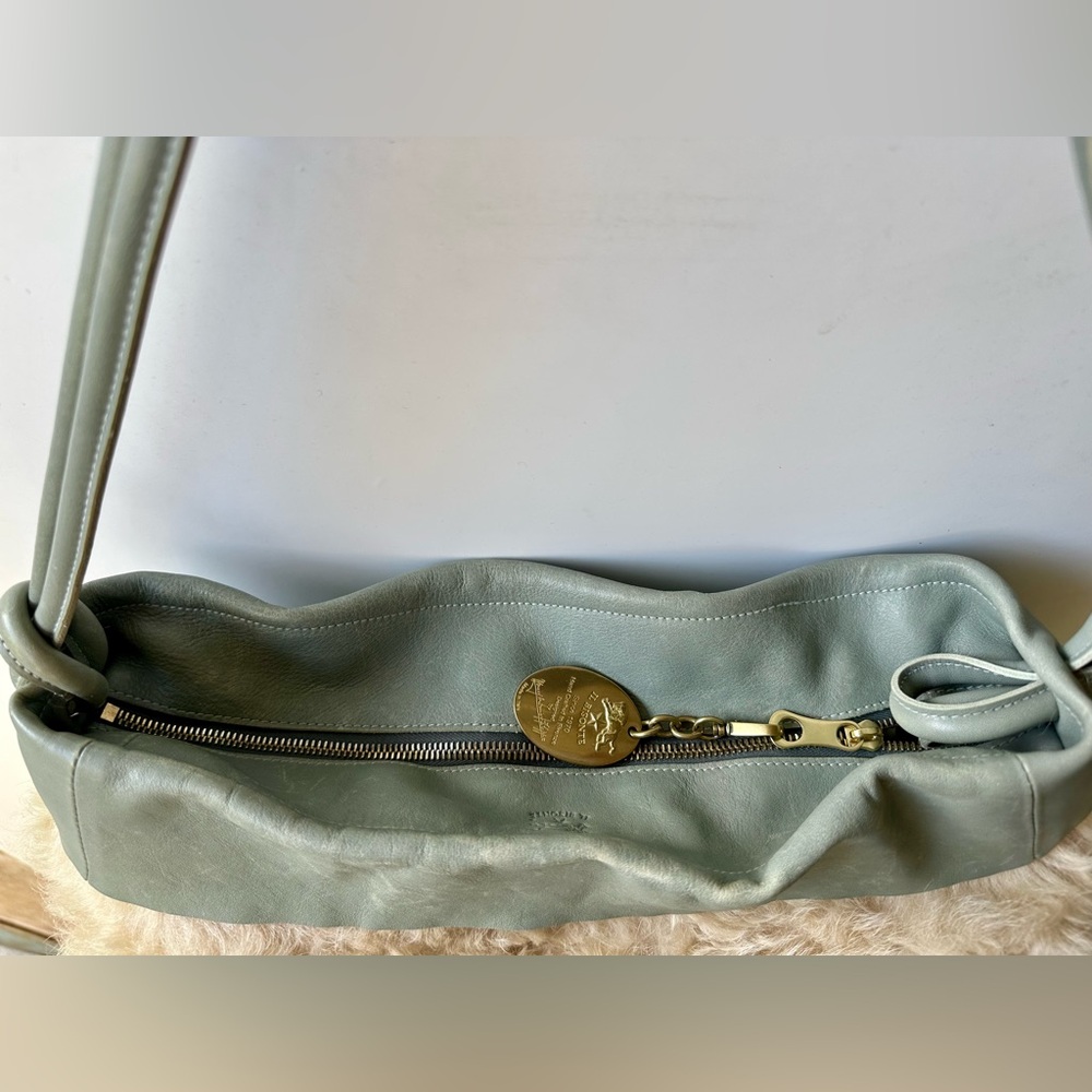 Il Bizonte Lamb Shearling & Sage Green Leather Elegant Women's Bag 15”x13” - Picture 6 of 14